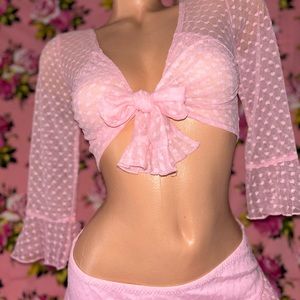 Betsey Johnson pink heart Barbie Pinup bikini swimsuit vintage cover up skirt